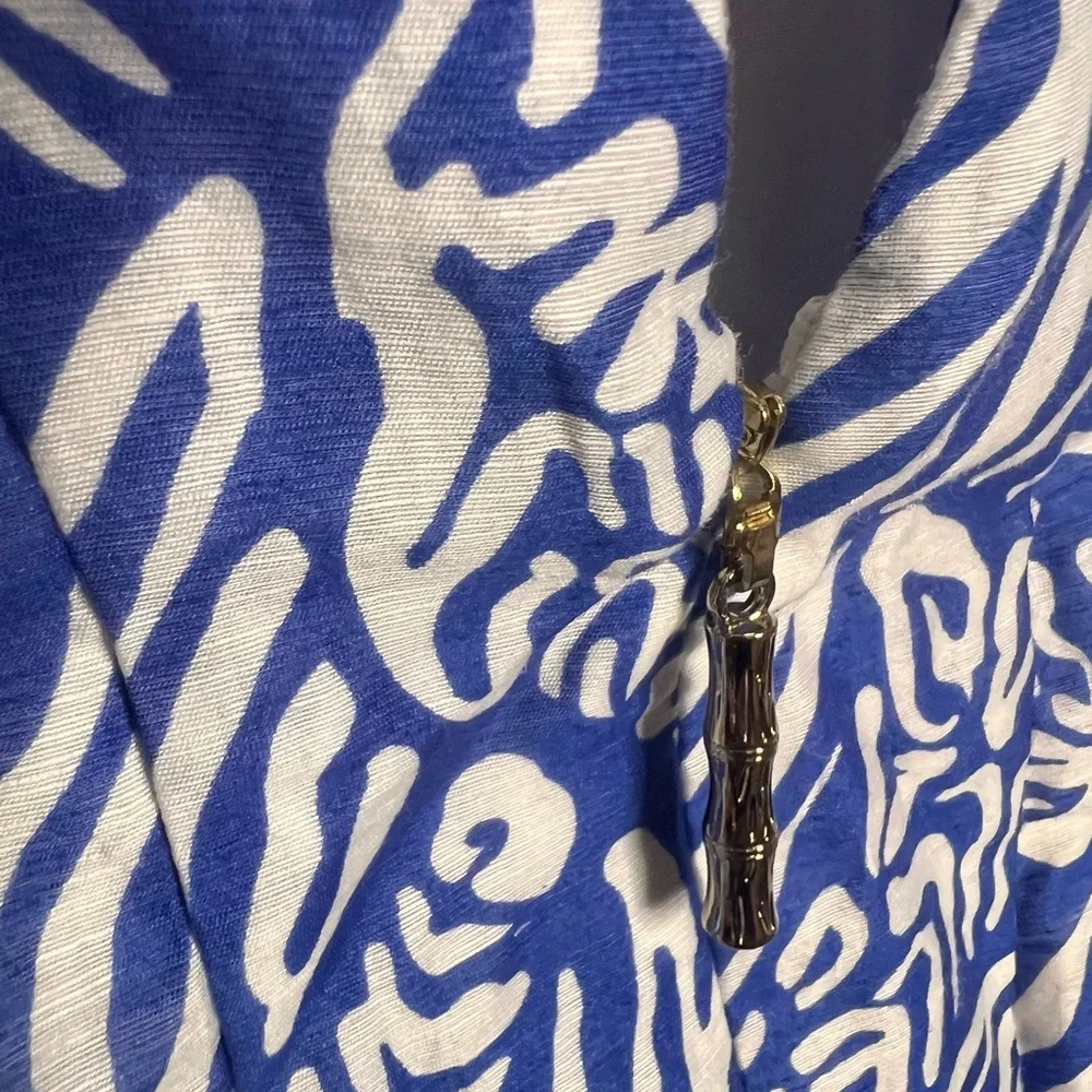 Lilly Pulitzer LAURELIE top MARTINIQUE BLUE white sz 16 - Picture 4 of 5